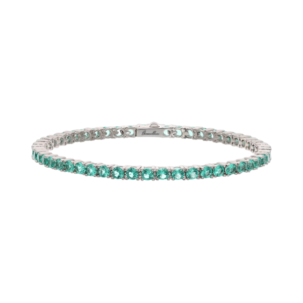 Bracciale tennis verde Bronzallure WSBZ02485.PA in lega Golden Rosé e zirconi verdi tondi.