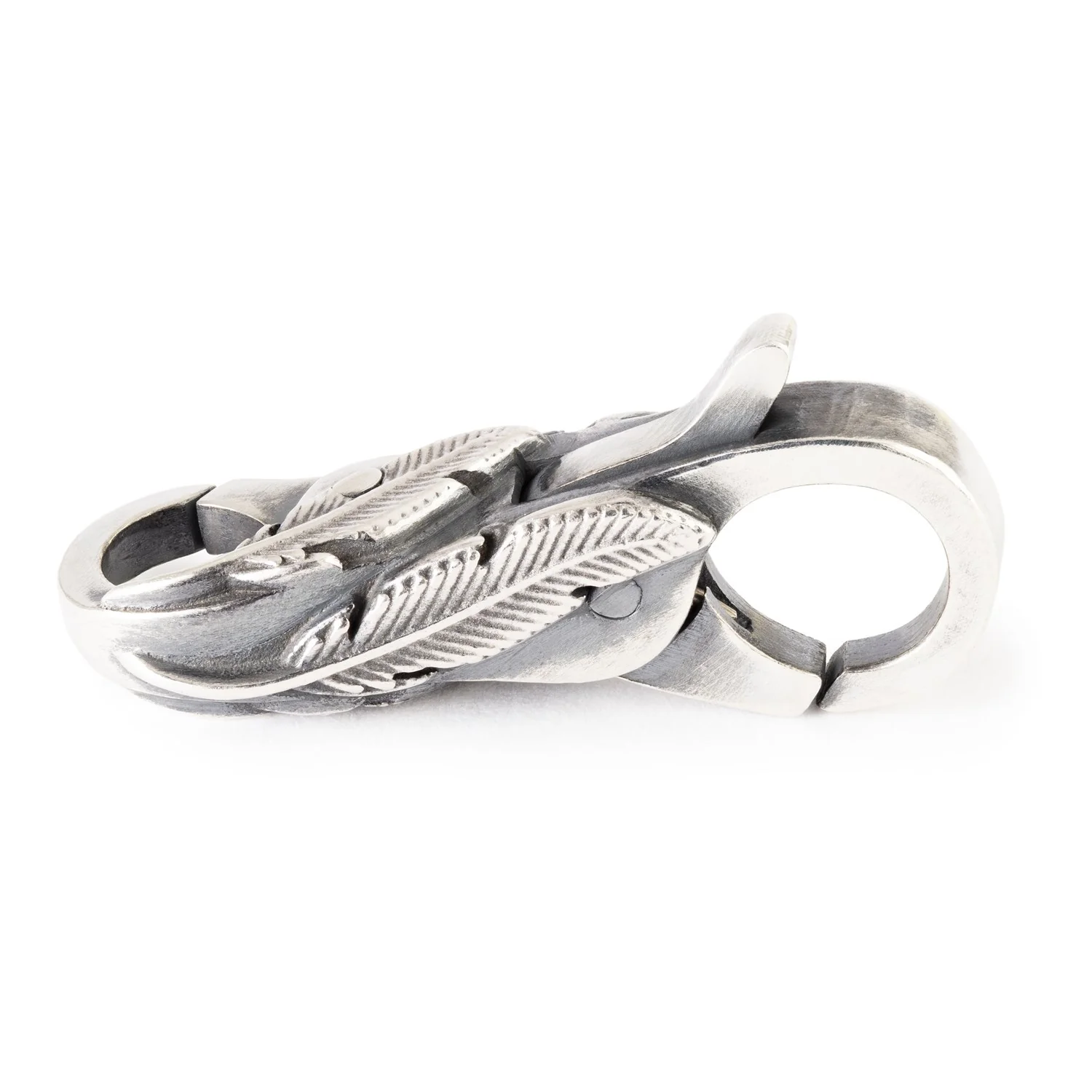 Chiusura Forza Della Fenice Trollbeads TAGLO-00144 in argento 925 con lavorazione finemente intagliata a piume.