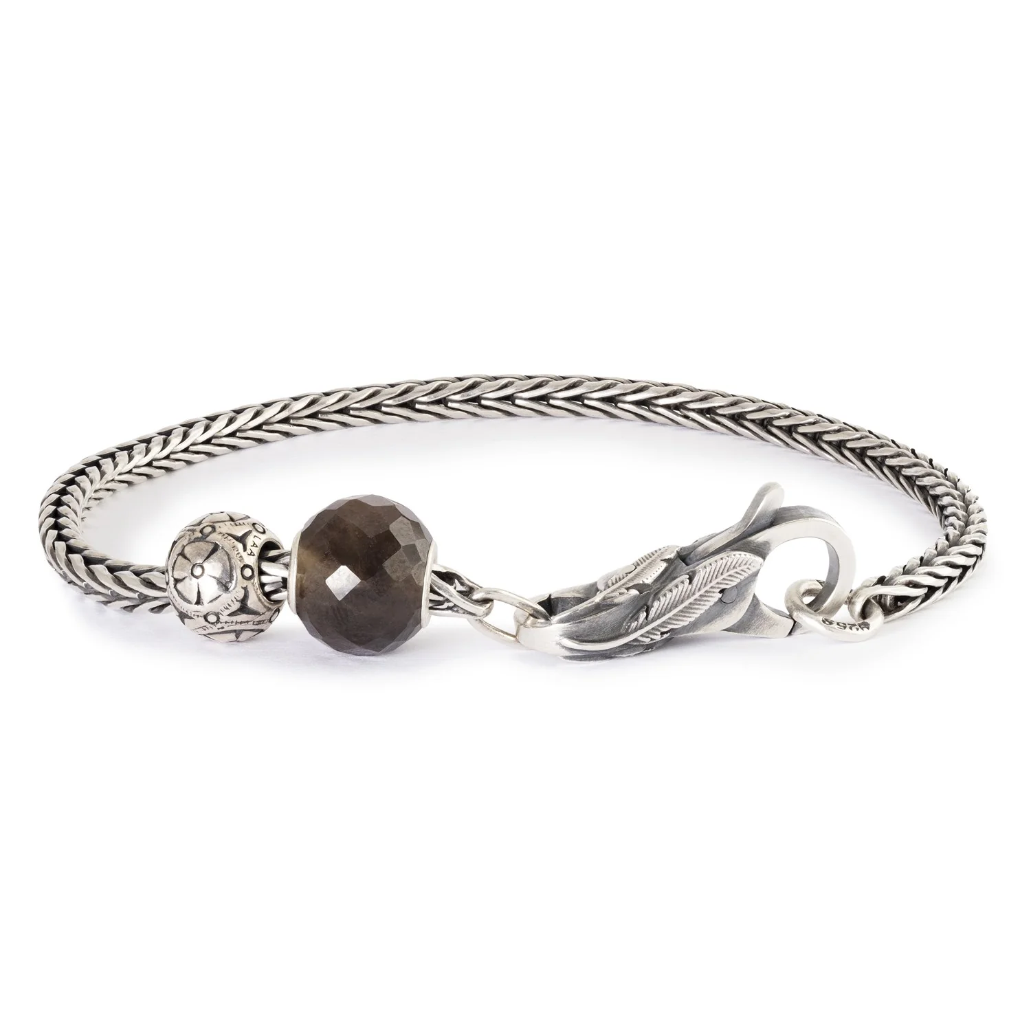 Chiusura Forza Della Fenice Trollbeads TAGLO-00144 in argento 925 con lavorazione finemente intagliata a piume.