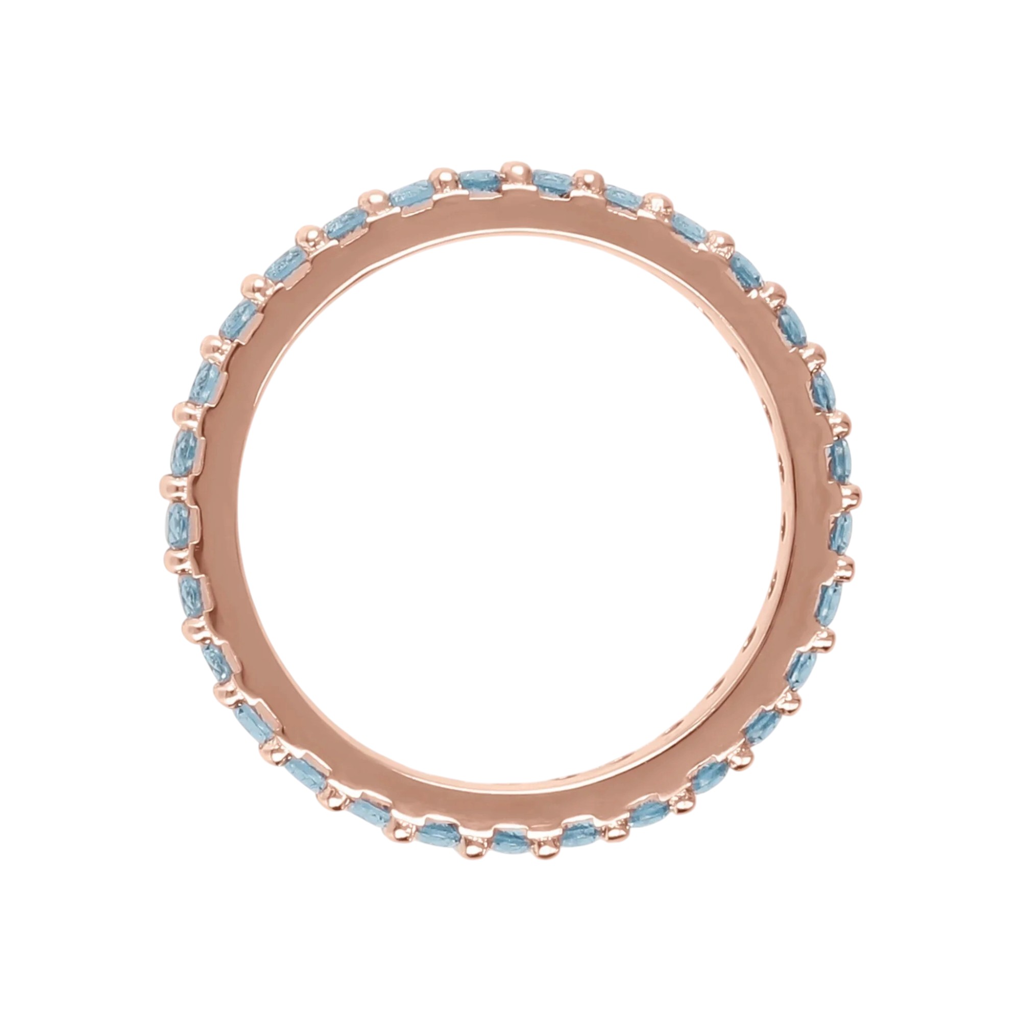 Anello fedina girodito con zirconi blu Bronzallure WSBZ01993.BLU in lega Golden Rosè con incassatura continua di zirconi blu luminosi