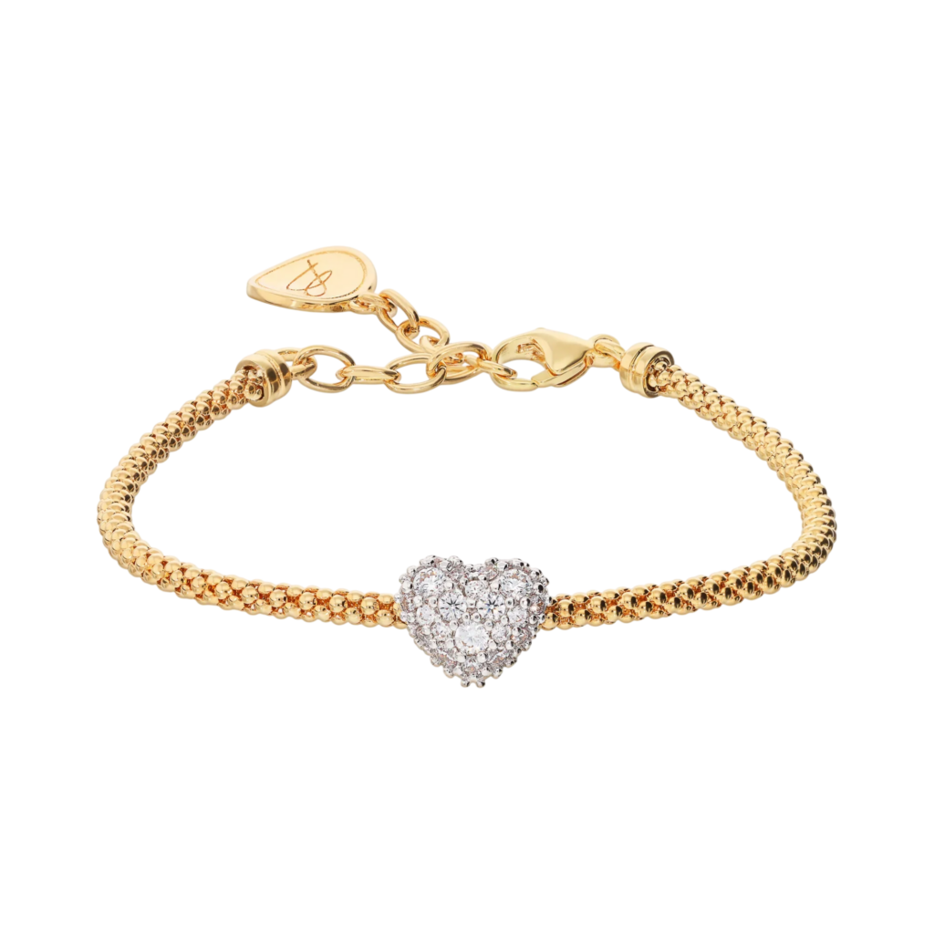 Bracciale con cuore pavè di zirconi Bronzallure WSBZ02494Y.WR in lega Golden Rosè placcato oro giallo 18kt con elemento centrale a cuore in pavè di zirconi bianchi.