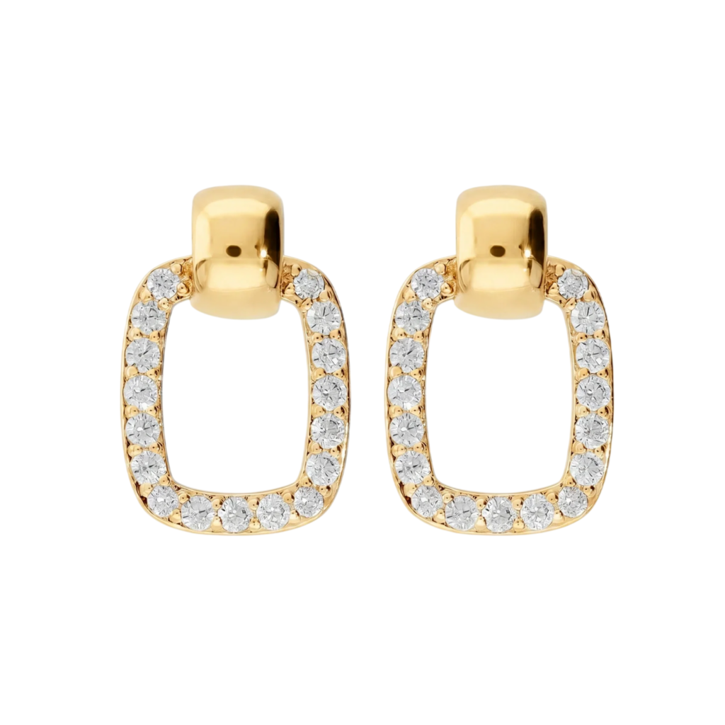 Orecchini pendenti rettangolari con zirconi Bronzallure WSBZ02724Y.WR in lega Golden Rosè placcati oro giallo 18kt.
