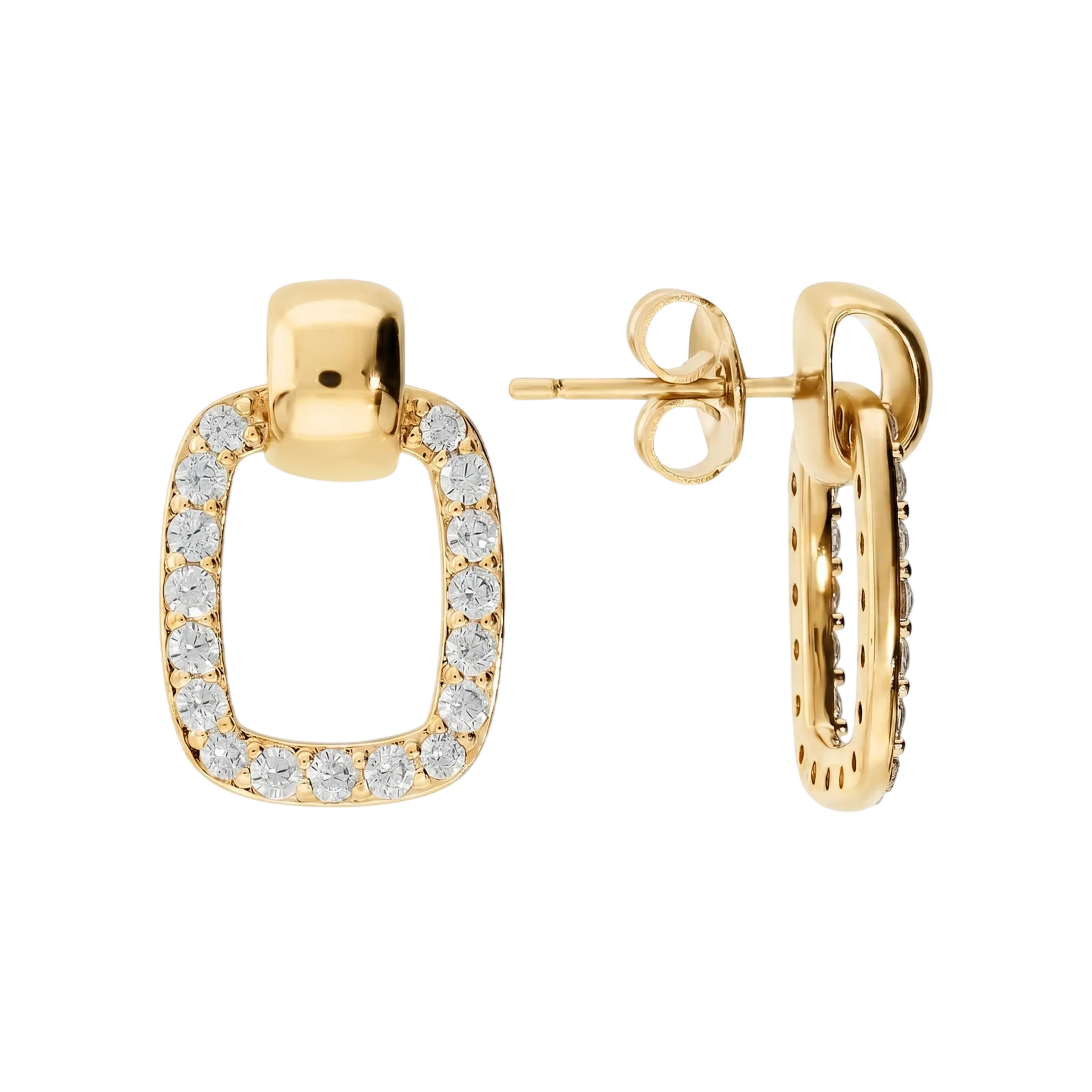 Orecchini pendenti rettangolari con zirconi Bronzallure WSBZ02724Y.WR in lega Golden Rosè placcati oro giallo 18kt.