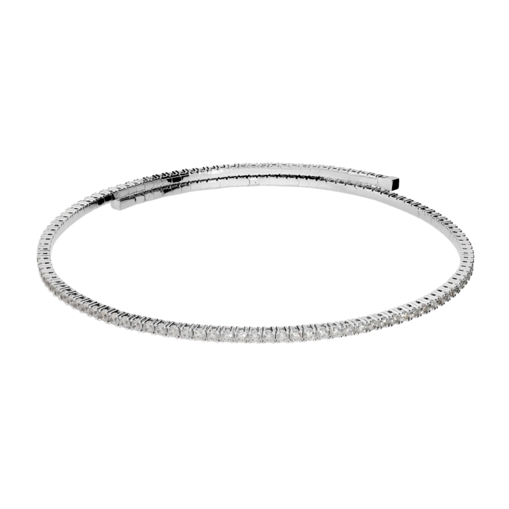 Collana choker tennis con zirconi Bronzallure WSBZ02771W.W in lega Golden Rosè placcata oro bianco con zirconi bianchi luminosi incastonati.