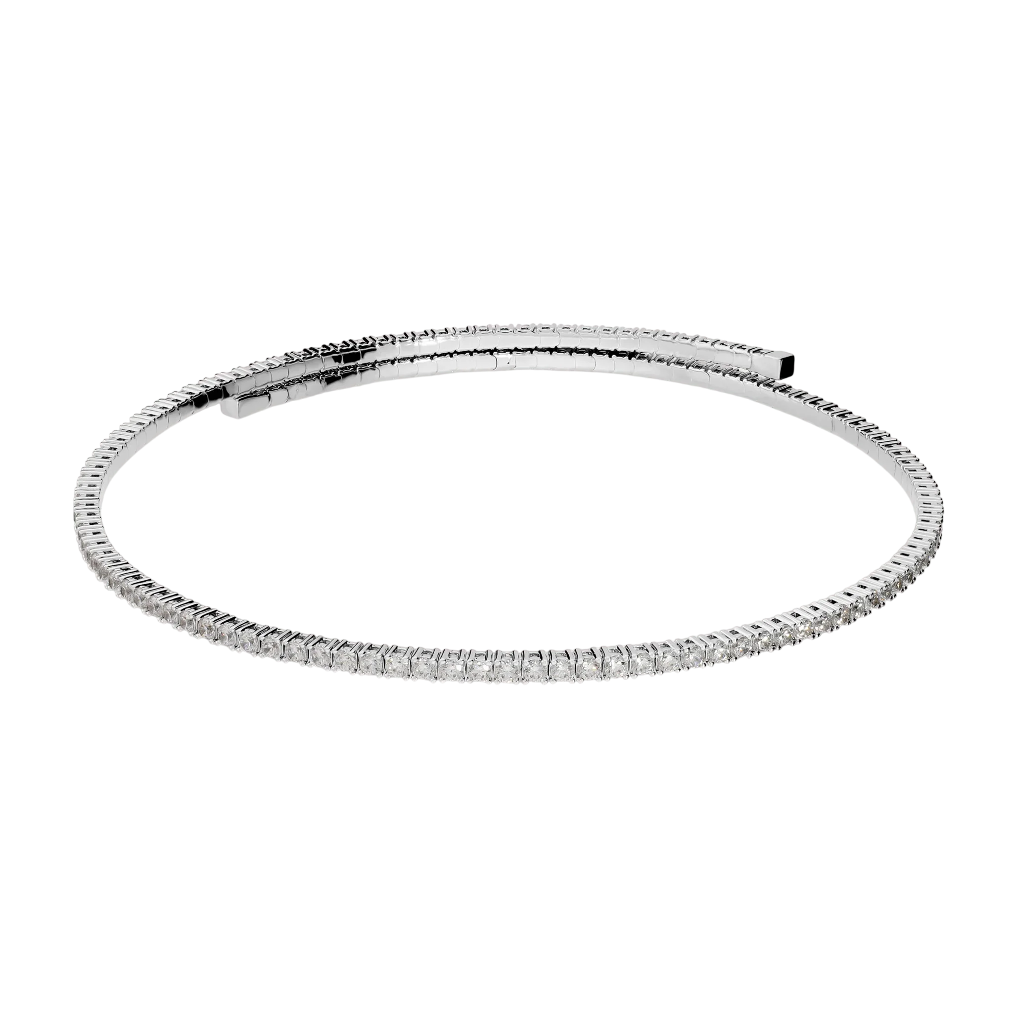 Collana choker tennis con zirconi Bronzallure WSBZ02771W.W in lega Golden Rosè placcata oro bianco con zirconi bianchi luminosi incastonati.